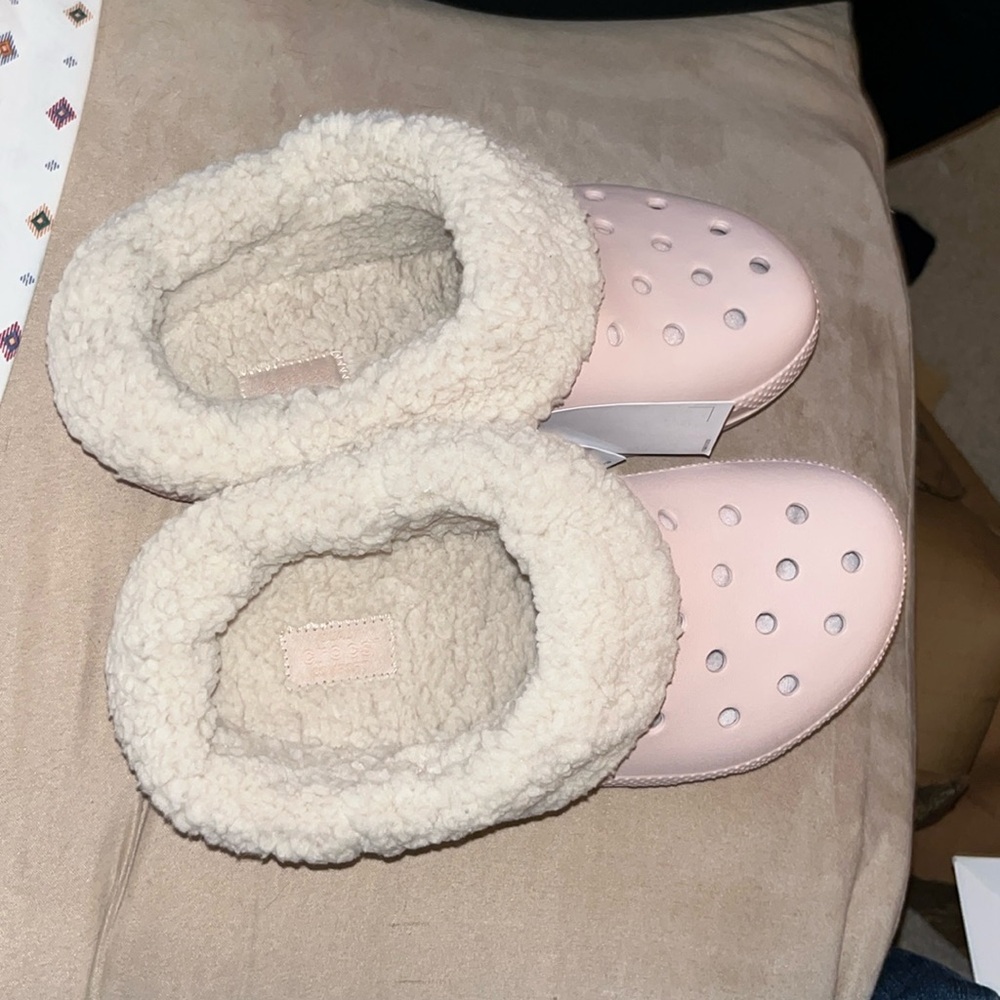 Fur Baby Pink Crocs